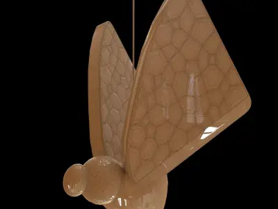 Butterfly LED Clear and Gold Unique Pendant Light 3D model