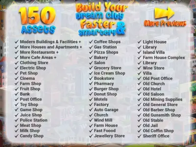 Cartoon Houses and Buildings  Pack Low-poly 3D model