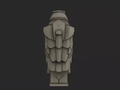 Stylized Stone Raven Statue  Low-poly 3D model