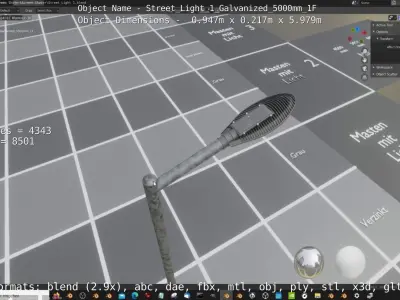 Street Light 1 Galvanized 5000mm 1F Low-poly 3D model