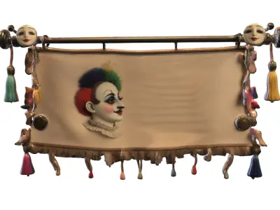 Carnival Jester Banner Low-poly 3D model