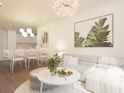 Stylish Living Room Interior Design Scene 3D model