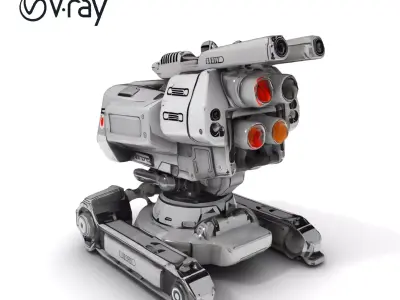 Futuristic Defense Turret Model Pack for D Rendering Low-poly 3D model