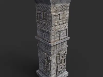 Low poly Mayan Inca Aztec Column Modular Pack 210616 Low-poly 3D model