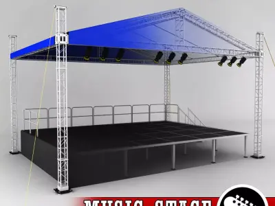 Music stage platform scaffolding 3D model