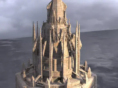 vMedieval Lion Tower Overgrown Turret Tower 10 3D model
