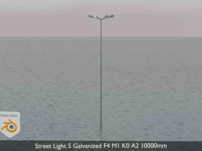 Street Light 5 Galvanized F4 M1 K0 A2 10000mm Low-poly 3D model