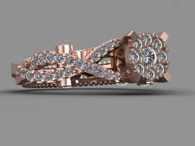 Rose Gold Women Diamond Ring 3D print model 3D print model 43