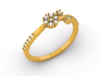 Floret Leaf Diamond Ring  3D print model