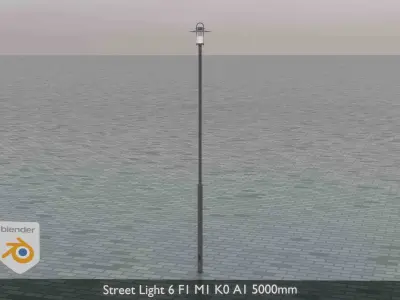 Street Light 6 F1 M1 K0 A1 5000mm Low-poly 3D model