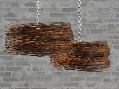 Bamboo Hanging Light Low-poly 3D model