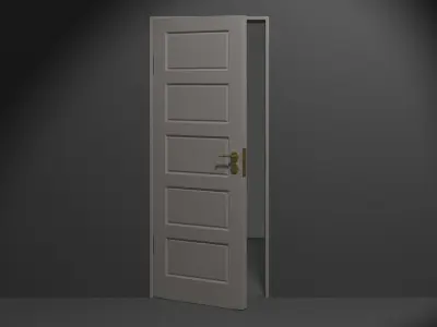 Standard Panel Door and Frame Low-poly 3D model