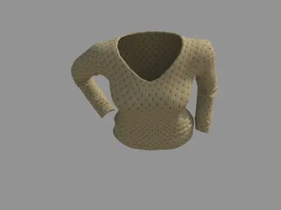 Women Long Sleeve V Neck T-Shirt 3D model