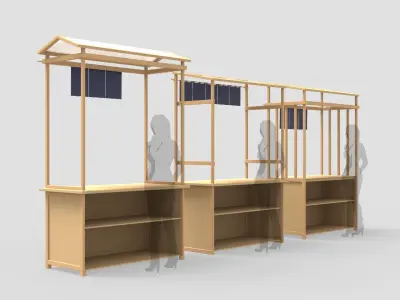 Asian Wooden Food Stands 3D model