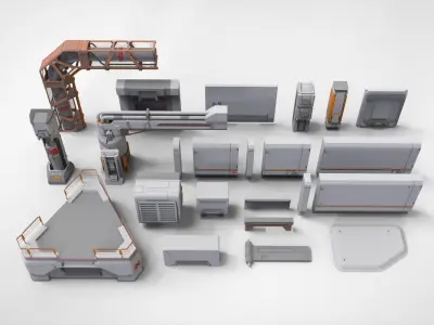 sci-fi Architecture kitbash 29 3D model