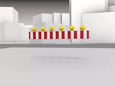 Construction Barrier 4 with warning lights 600-35 250x2000mm Low-poly 3D model