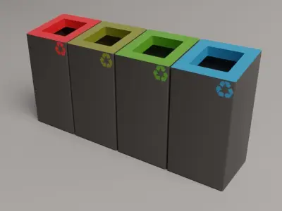 Street Trash Can Low-poly 3D model