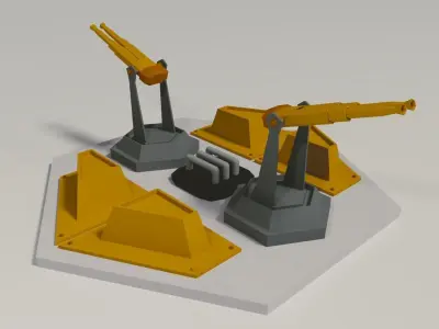 Futuristic Buildings Set Low-poly 3D model