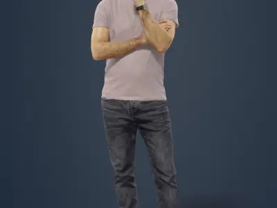 Flow a Casual Man Streetwear Standing Listening Low-poly 3D model