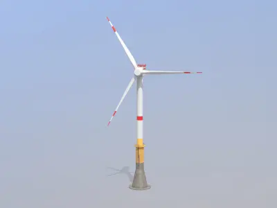 Offshore Wind Turbines Farm Low-poly 3D model