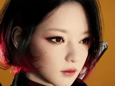 Scifi Assassin Girl Modular Low-poly 3D model