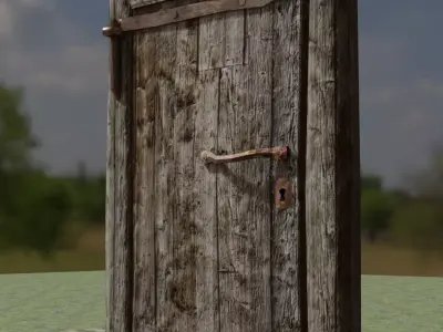  Simple Old Wooden planks Door -Low Poly  Low-poly 3D model