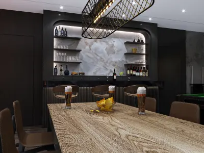 Game and bar party room 3D model