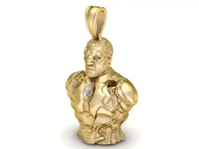 Futuristic Warrior Bust Pendant 3D Printable Model 3D print model