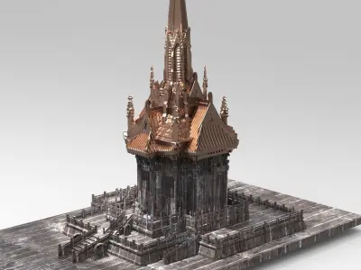 Japanese Temple Warrior Dome 3 3D model