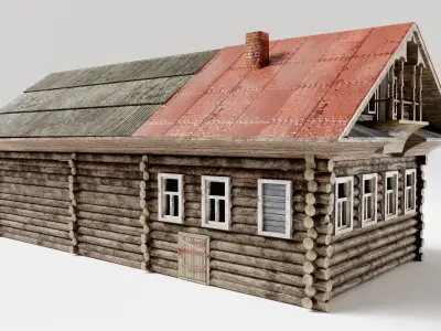 CountryHouseB old damaged da1 Low-poly 3D model