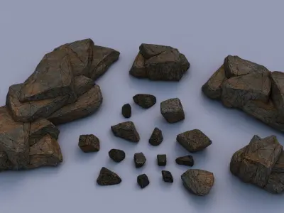 Rock Pack Low-poly 3D model purchase