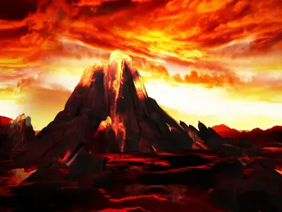 Volcano with Summer Volcano with  3D model