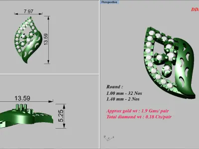 Pendants Collection diamond ring with different measurements 3D print model