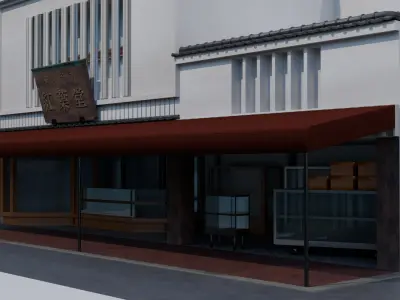 Traditional Japanese Sweets Shop with Residence 3D model