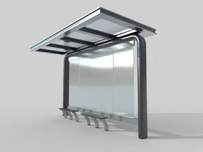 Bus Shelter 04 Low-poly 3D model
