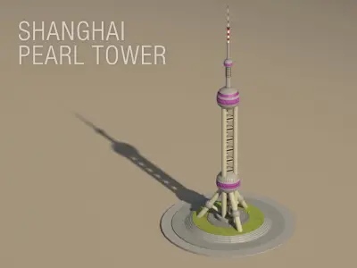 Shanghai Pearl Tower - Landmark Building Low-poly 3D model