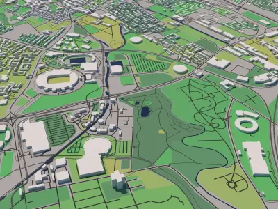 Manchester UK 25x25km City Map 3D model