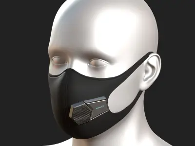 Gas mask fabric futuristic protection isolated  Low-poly 3D model