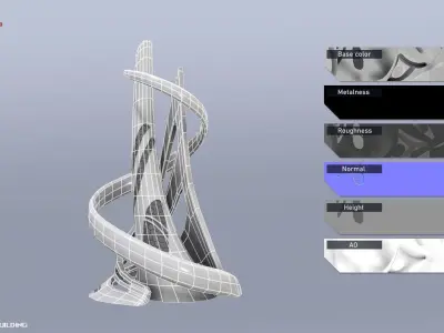 Scifi building Low-poly 3D model get