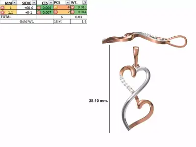 Heart Light Weight Pendant STL OBJ FBX JCD Details 3D print model