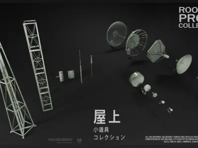 ROOFTOP Props Collection Kitbash 3D model