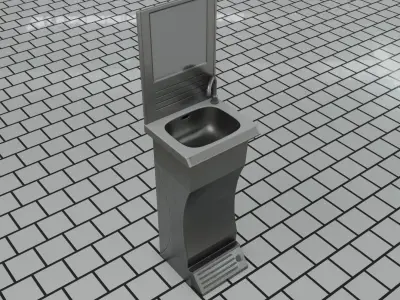 Public Sci-Fi Sink - 39 - with Mirror Low-poly 3D model