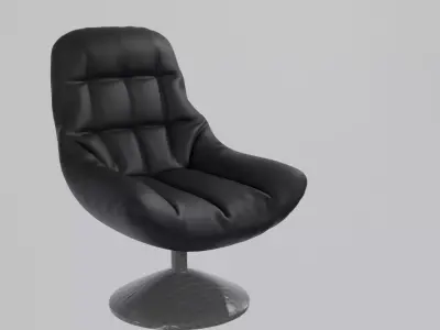 Modern Black and Brown Leather Lounge Chair with Metallic Base 3D model