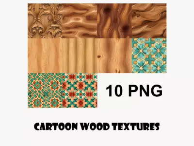 Cartoon Wood Textures Pack 06 - 10x PNG  Texture