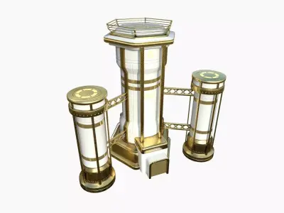 SciFi Facility A11 Gold - Sci Fi Exterior Design Low-poly 3D model