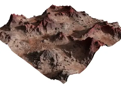 Surface topography of an alien planet 3D model