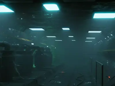 Sci-fi corridor Low-poly 3D model