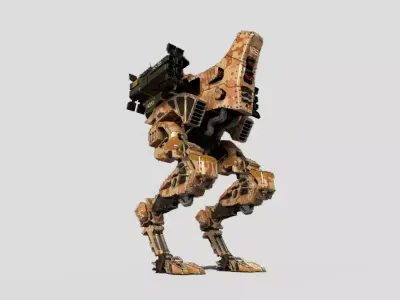 Mech Walking tank - low-poly game-ready 3D model Low-poly 3D model