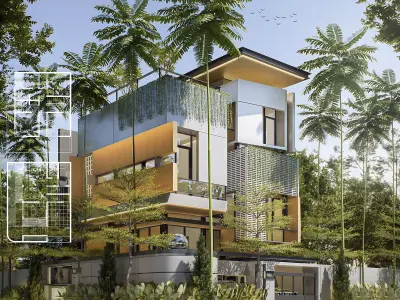 3D Model house Modern Minimalist Tropic Split Lv 3D model