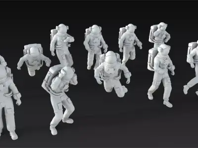 10 Astronaut Figure Set 3D model